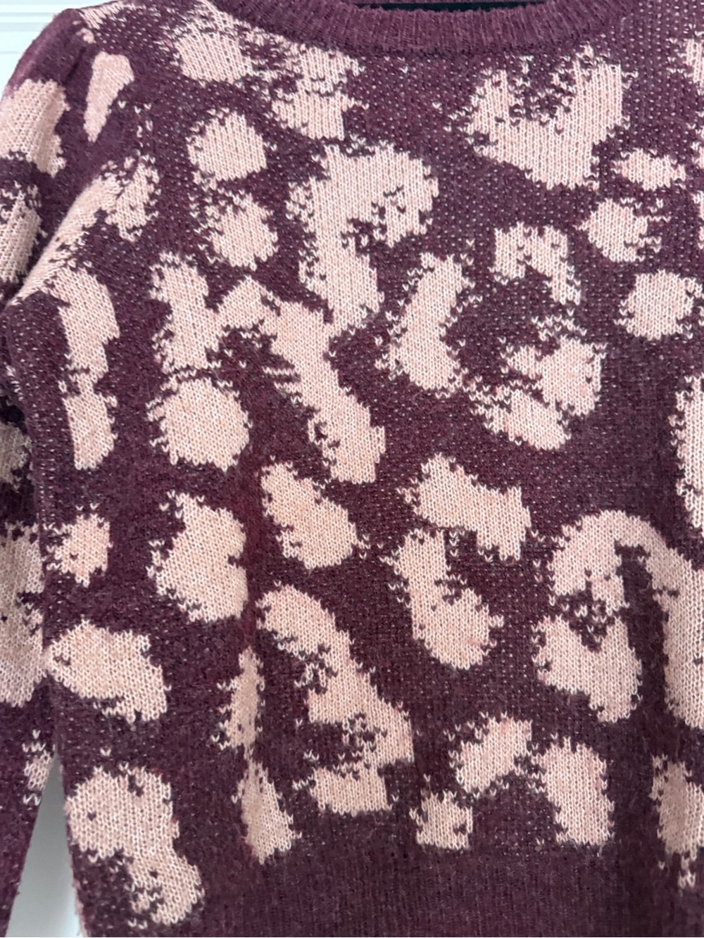 Nordstrom Mauve and Blush animal print Crewneck Sweater - Picture 3 of 4